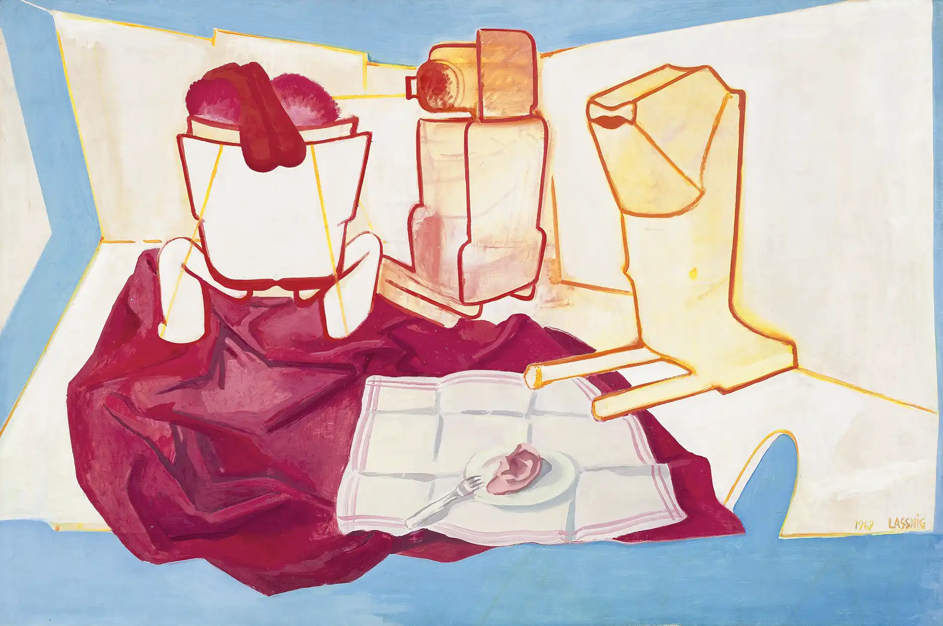 Maria-Lassnig-Frühstück-mit-Ohr-1967